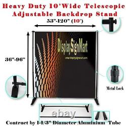 10' X 8' Heavy Duty Telescopic Banner Stand Step and Repeat Adjustable Backdrop
