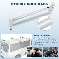 3 Bar Van Roof Ladder Rack Heavy Duty Steel White Carrier 750lb Removeable