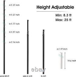 30ft Telescopic Flag Pole Kit Adjustable Black NEW USA Heavy Duty Aluminum 3x5