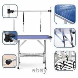 36inch Pet Grooming Table Adjustable Arm Heavy Duty Table for Dog Cat Silver US