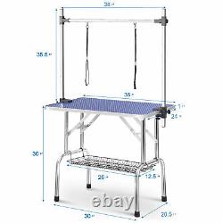 36inch Pet Grooming Table Adjustable Arm Heavy Duty Table for Dog Cat Silver US