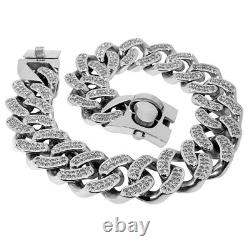 3cm Dog Choke Chain Collar Heavy Duty Crystal Cuban Link Thick Stainless Steel