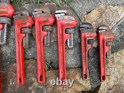 8 RIDGID Wrench Lot Plumber Pipe Tool Set Steel Monkey Nice Quality Heavy Duty