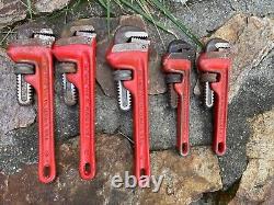 8 RIDGID Wrench Lot Plumber Pipe Tool Set Steel Monkey Nice Quality Heavy Duty