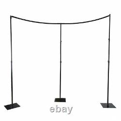 BLACK 11 ft Adjustable Heavy Duty Curved Pipe and Drape Backdrop Support Kit
