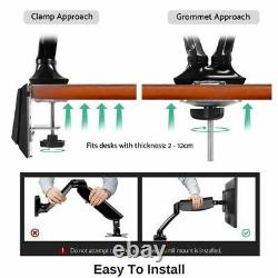 Dual Adjustable 2 Monitor Desk Mount Stand Holder Heavy Duty Holds up to 13.2Ibs
