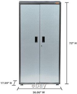 Freestanding Garage Cabinet Heavy Duty Steel Panels Adjustable Shelves