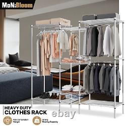 Heavy Duty Metal Closet Storage Shelf Adjustable Garment Rack Clothes Organizer
