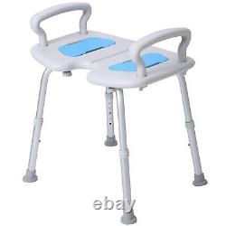 Large Adjustable Shower Stool with Arms, Extra Wide Heavy Duty Shower Chair f