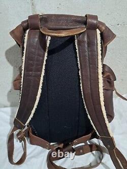 Ll bean Vintage Heavy Duty Brown Leather Mens Large Backpack Hiking Trekking Bag