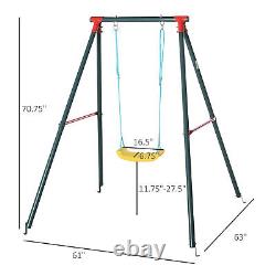 Metal Swing Set with Adjustable Rope Heavy Duty A-Frame Stand Backyard