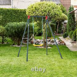 Metal Swing Set with Adjustable Rope Heavy Duty A-Frame Stand Backyard